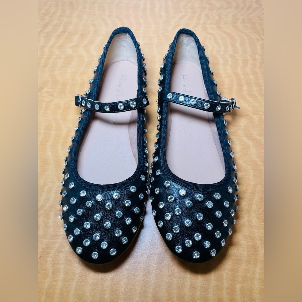 House of Harlow Black 1960 Flashy Mary Jane Ballet Flats - Picture 4 of 11